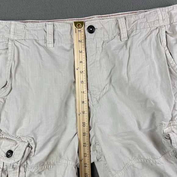 American Eagle Cargo Shorts Mens 36 White Khaki Longboard Vintage Y2K Skater - Picture 8 of 13